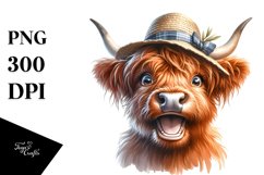 Cow Excited Sun Hat Cow Portrait | Clipart Product Image 3