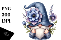 Cute Gnome with Delphinium Floral Ornament PNG Product Image 1