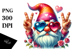 Valentines Gnome with Heart Sunglasses PNG Product Image 1