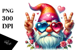 Valentines Gnome with Heart Sunglasses PNG Product Image 1
