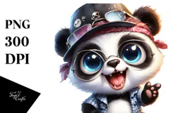 cute Baby Panda with Punk Look, PNG Product Image 1