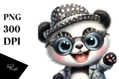 cute Baby Panda with Punk Look, PNG Product Image 1