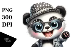 cute Baby Panda with Punk Look, PNG Product Image 1