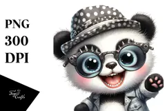 Energetic Panda with Hat and Sunglasses PNG Product Image 1