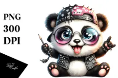 Baby Panda with Punk Look PNG Product Image 1