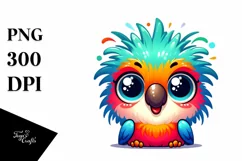 Colorful Crazy Looking Small Baby Parrot Clipart Product Image 1