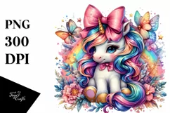 Colorful Baby Unicorn with Bow Tie Product Image 1