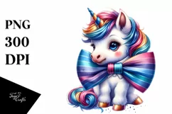 Colorful Baby Unicorn with Bow Tie JPEG Product Image 1