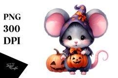 Cute Baby Mouse with Pumpkin | Clipart Product Image 1