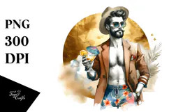 Hipster Tigre Drinking Cocktail PNG Product Image 1