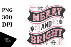 Retro Merry and Bright Christmas Png Product Image 5
