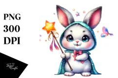 Vibrant Baby Bunny with Magic Wand PNG Product Image 1