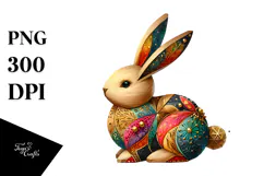 Colorful Bunny Wood PNG Product Image 1