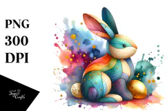 Colorful Bunny Wood PNG Product Image 1