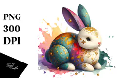 Colorful Bunny Wood PNG Product Image 1