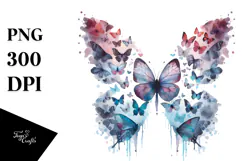 Colorful Butterfly Silhouettes PNG Product Image 1
