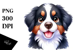 Cute Cartoon Bernese Mountain Dog PNG Product Image 1