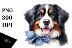 Cute Cartoon Bernese Mountain Dog PNG Product Image 1