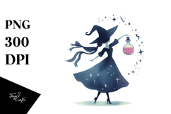 Retro Dancing Witch with Potion PNG Product Image 1