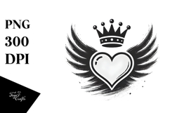 Paintbrush Heart with Wings, PNG Product Image 1