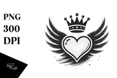 Paintbrush Heart with Wings, PNG Product Image 1