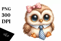 Funny Baby Owl Sitting Beak Tie, White Background | Product Image 1