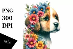 Whimsical Flowers, Puppy | Sublimation | Clipart Product Image 1