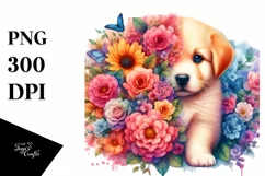 Whimsical Flowers, Puppy | Sublimation | Clipart Product Image 3