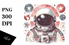 Vintage Astronaut Girl Sticker Design Product Image 3