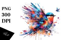 Colorful Bird with Splashes, Transparent PNG Product Image 1