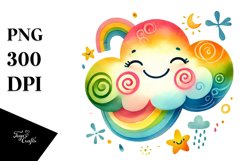 Smiling Whimsical Cloud PNG Product Image 1