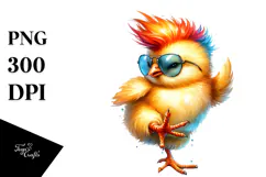 Funny Dancing Chicken with Cool Haircut, PNG Product Image 1