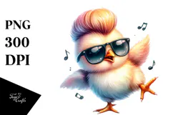 Funny Dancing Chicken with Cool Haircut, PNG Product Image 1