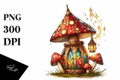 Magical Mushroom Watercolor Splash PNG Product Image 3