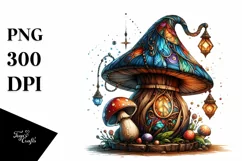 Magical Mushroom Watercolor Splash PNG Product Image 3