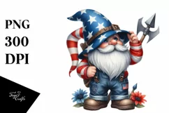 Detailed Watercolor Patriotic Farmer Gnome Product Image 1