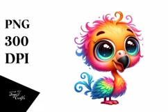 Colorful Crazy Looking Small Baby Flamingo Clipart Product Image 1