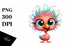 Colorful Crazy Looking Small Baby Flamingo Clipart Product Image 3