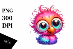 Colorful Crazy Looking Small Baby Flamingo Clipart Product Image 1