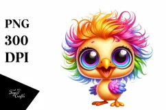 Colorful Crazy Looking Small Baby Flamingo Clipart Product Image 1