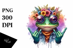 Funny Frog with Sunglasses Rock Sign Clipart Product Image 1