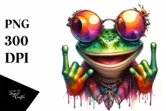 Funny Frog with Sunglasses Rock Sign Clipart Product Image 1