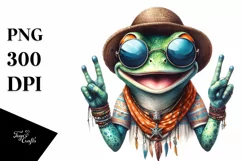Funny Frog with Sunglasses Rock Sign Clipart Product Image 3