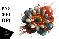 Abstract Gerbera Round Wood Splash PNG Product Image 1
