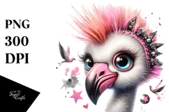 Energetic Baby Flamingo with Punk Look, Transparent PNG Product Image 1