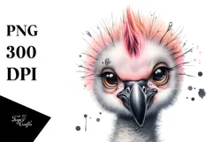 Energetic Baby Flamingo with Punk Look, Transparent PNG Product Image 1