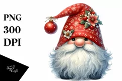 Vibrant Watercolor Christmas Gnome PNG Product Image 1