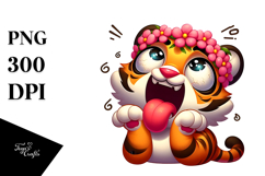 Silly Tiger with Flower Crown PNG Product Image 1