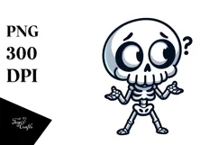 Cartoony Skeleton with Playful Curiosity PNG Product Image 1