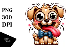 Cute Dog with Bow Tie, Playful PNG Product Image 1